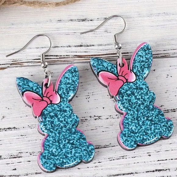 Fashion bunny print earrings-brand new. Leopard Print-ONLY SET LEFT - Picture 5 of 7